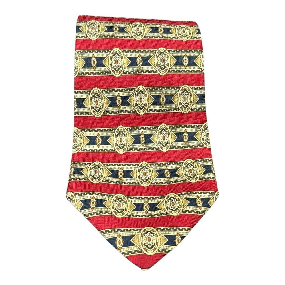 Roundtree & Yorke Tie Mens Classic Silk Geometric Pattern Handmade USA Necktie